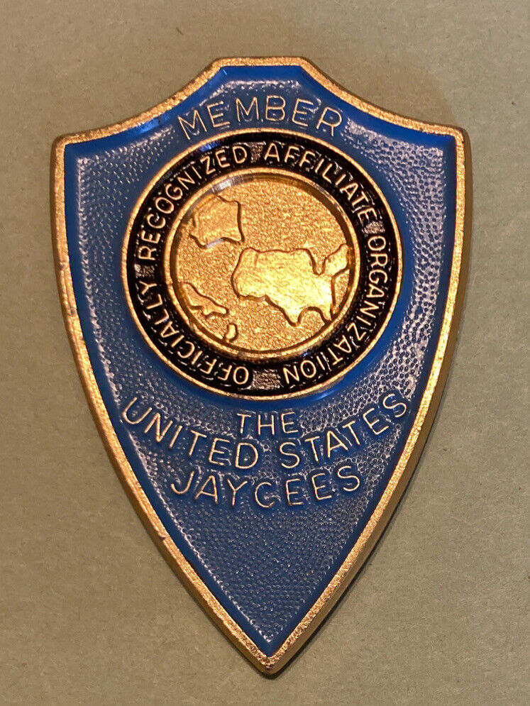 Us Jaycees Member 2 3/4 “h. Nos  Enameled ￼metal Emblem As Used On Plaques, Mint