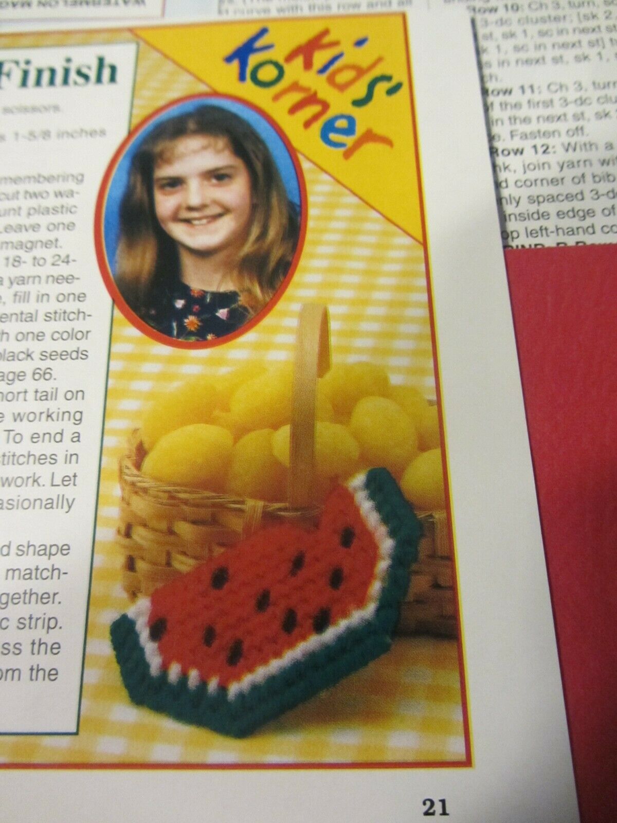 Watermelon Fridgie Plastic Canvas Pattern;  Removed From Magazine