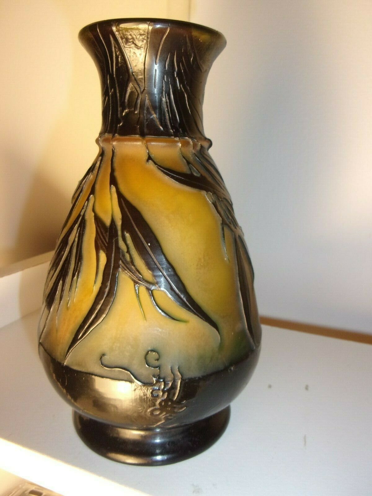 Antique Emille Galle Vase Art Nouveau Cameo Glass French Authentic
