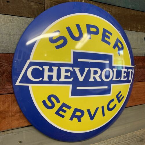Chevrolet Super Service 15.5" Licensed Domed Metal Sign - Bar, Man Cave, Garage