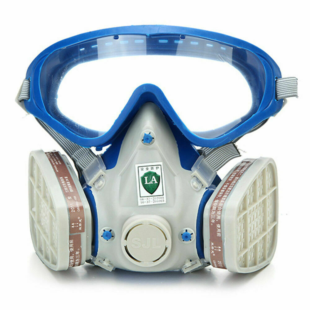 Full Face Respirator Gas Goggles For Painting Spraying Double Filter Breathing
