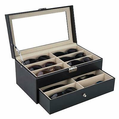 8 12 18 Slot Pu Display Storage Case Box Organizer For Sunglasses Eyeglasse