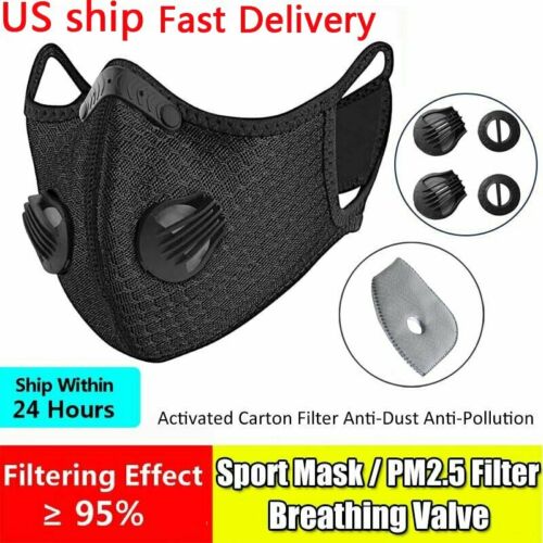 Reusable Sport Face Mouth Cover Mask With Valve Activated Carbon Filters Pad