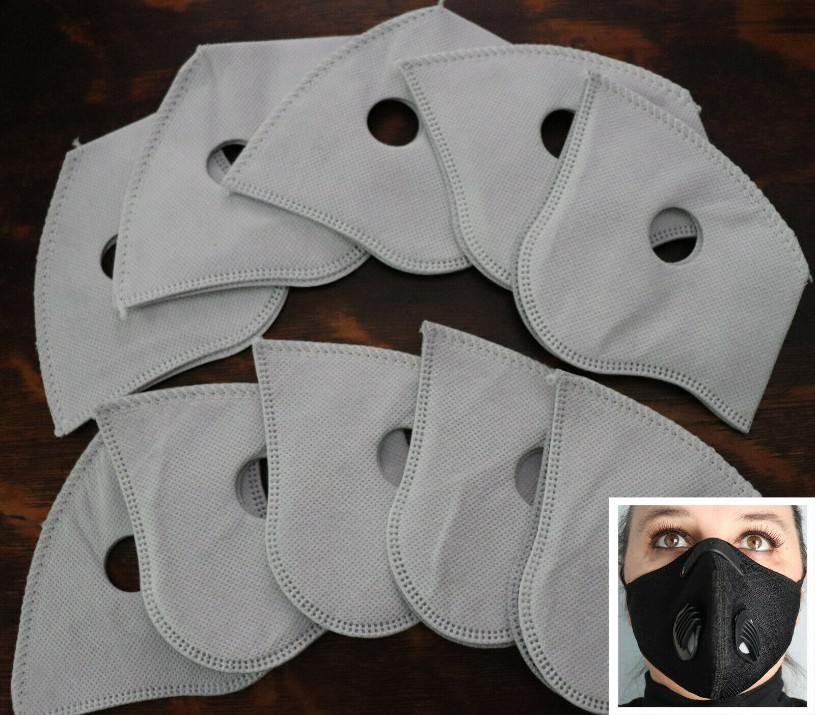 10pc Set Replacement Filters For Cycling Protective Air Purifying Mask Carbon
