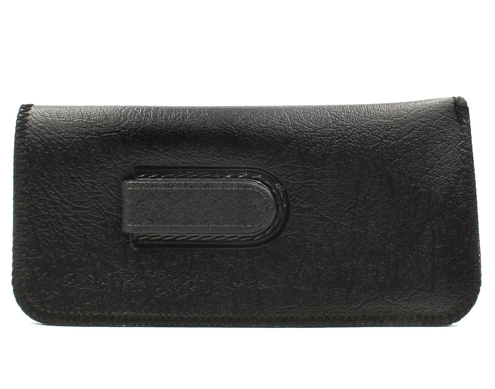 New Soft Eyeglasses Reading Glasses Case Pouch Black Faux Leather With Clip
