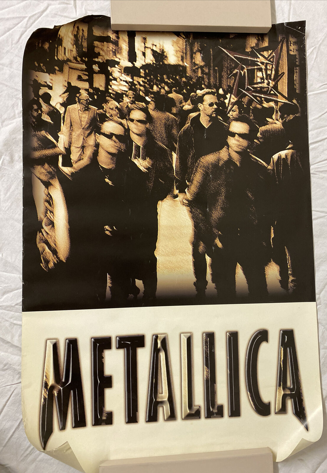 3 Vtg Metallica Posters 1996-graffiti,1994-black Light Flaming Skull Show Damage