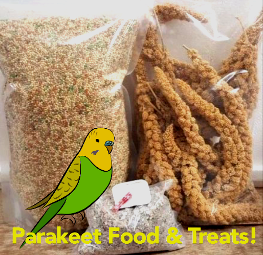 Parakeet Food & Treat Bundle! 5 Lbs Feed 6 Oz Millet W/calcium & Mineral Bar!