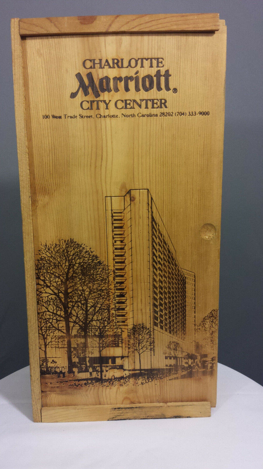 Charlotte Marriott City Center Wooden Wine Box Bottle Size Crate