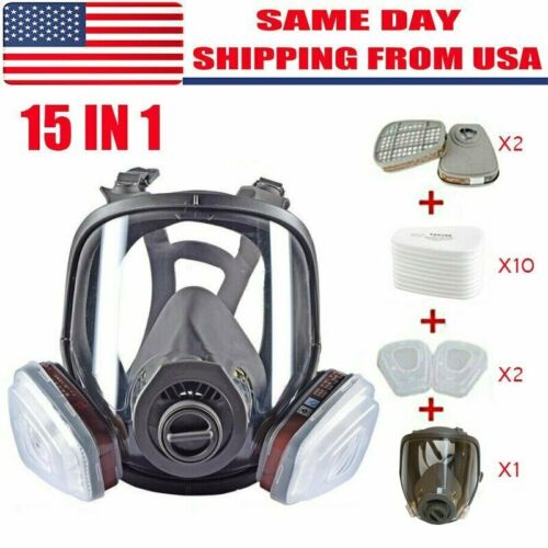Us Full Face Gas Mask Painting Spraying Respirator W/filters For 6800 Facepiece