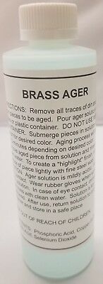 8 Ounce - Brass Ager Darkening Solution Antique Vintage Old Dull Patina Rustic
