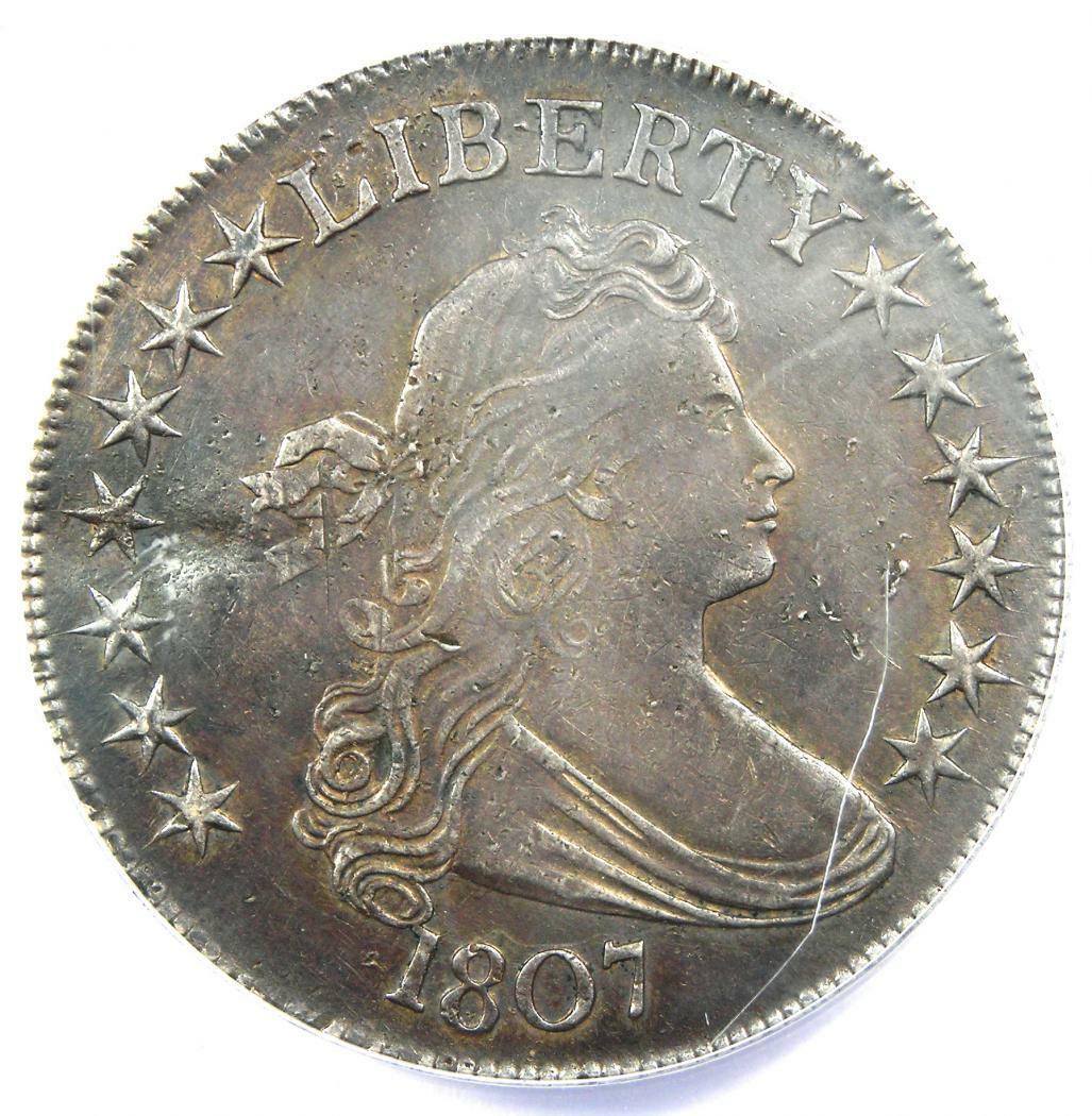 1807 Draped Bust Half Dollar 50c Coin - Certified Anacs Xf45 Details (ef45)