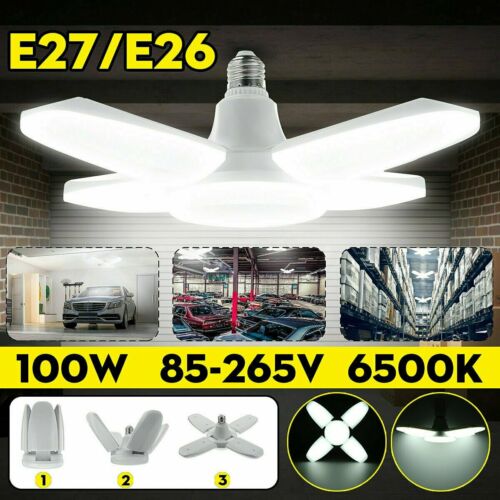 100w 25000lm Deformable Led Garage Light Bright Shop Ceiling Lights Fixture Bulb