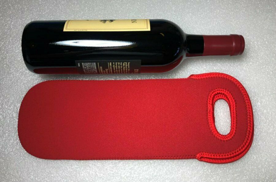 Wine Bottle Neoprene Cooler Tote Togo Carrier Protective Cover Sleeve Single Red