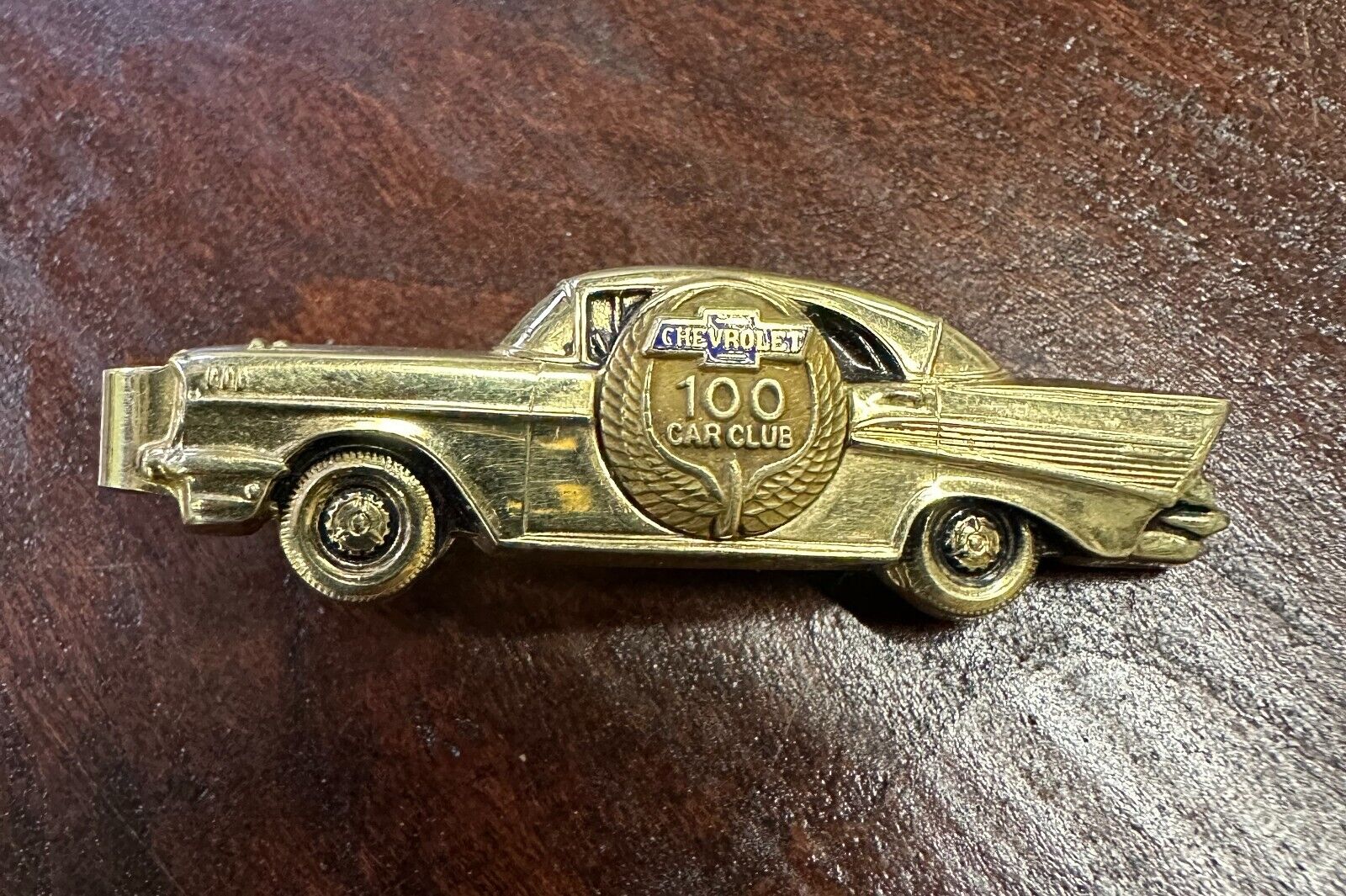 Chevrolet 100 Car Club Tie Clip Clasp 1957 Chevy Belair 1/20 - 12k Gold Filled