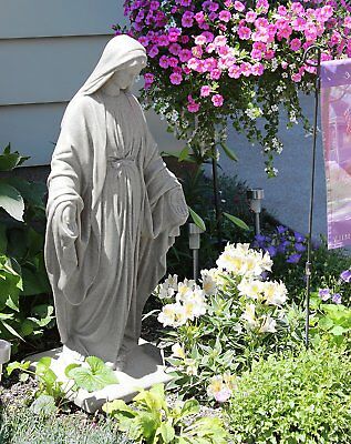 Virgin Mary Statue Natural Granite Resin Lightweight Outdoor Garden Yard Decor